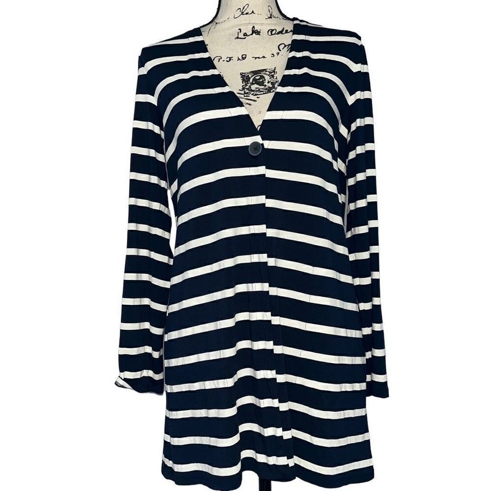 J. Jill wearever collection striped navy &‎ white cardigan small